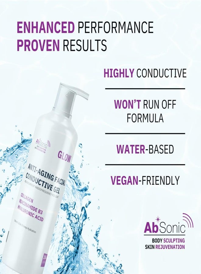 Absonic Glow Anti-Aging Microcurrent Conductive Gel - Serum Enriched with Hyaluronic Acid, Collagen, Niacinamide B3 for Facial, LED, RF & Nuface Devices - 8.5oz Bottle - Made in USA - Image 4